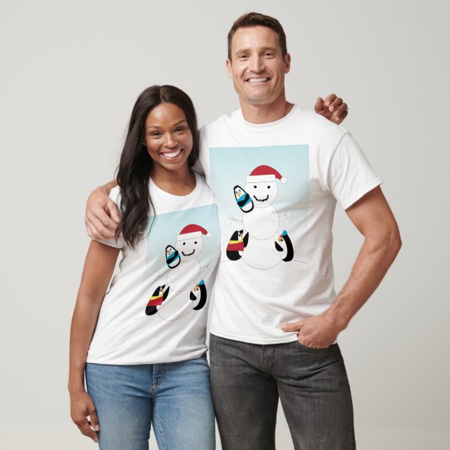 Penguin Byggnad Snögubbe Winter T Shirt (Unisex)