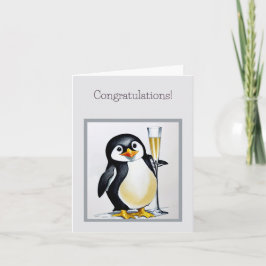 Penguin Cheers Funny and Cute Grattiss Card Kort