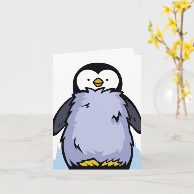 Penguin Chick Big Greeting Card Kort (Gul blomma)