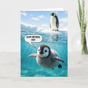 Penguin Chick För Mamma födelsedag Kort