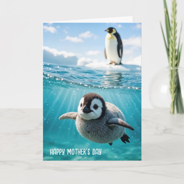 Penguin-Chick för Mors dag Kort (Framsida)
