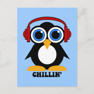 penguin chillin vykort