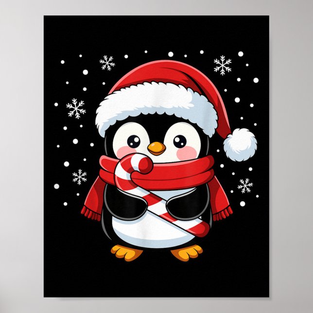 Penguin Christmas Candy Cane Winter Toddler Girl B Poster (Framsidan)