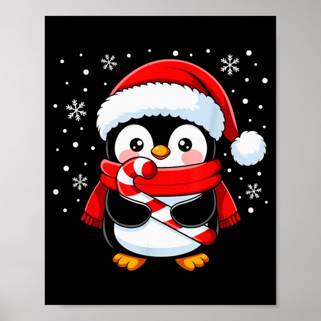 Penguin Christmas Candy Cane Winter Toddler Girl B Poster (Framsidan)