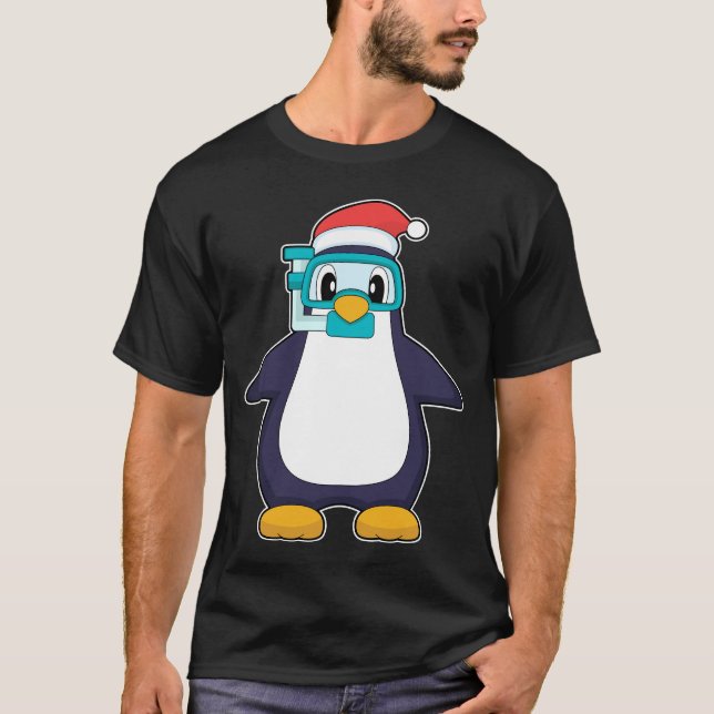Penguin Christmas Diving T Shirt (Framsida)