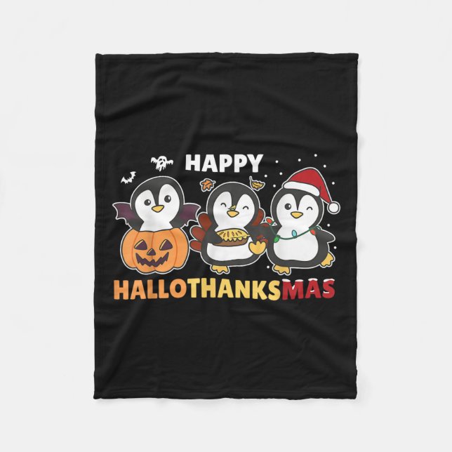 Penguin Christmas Halloween Costume Happy Hallotha Fleecefilt (Framsidan)