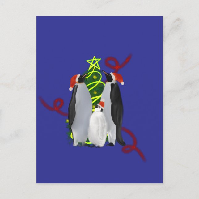 Penguin Christmas Helg Vykort (Framsida)
