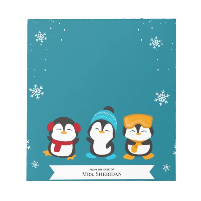 Penguin Christmas Holiday From The Desk Of Notepad Anteckningsblock (Framsida)