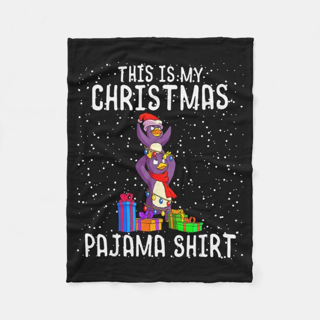 Penguin Christmas Pajama Shirt Penguin Lover Gift  Fleecefilt (Framsidan)
