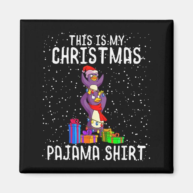 Penguin Christmas Pajama Shirt Penguin Lover Gift  Magnet (Framsidan)