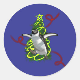 Penguin Christmas Runt Klistermärke