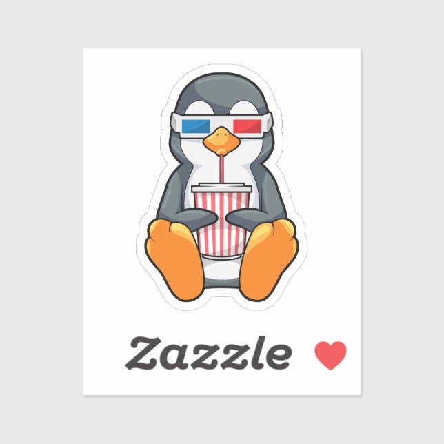 Penguin Cinema Glasses Drinking kopp Klistermärken (Ark)