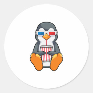 Penguin Cinema Glasses Drinking kopp Runt Klistermärke