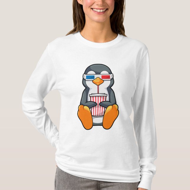 Penguin Cinema Glasses Drinking kopp T Shirt (Framsida)