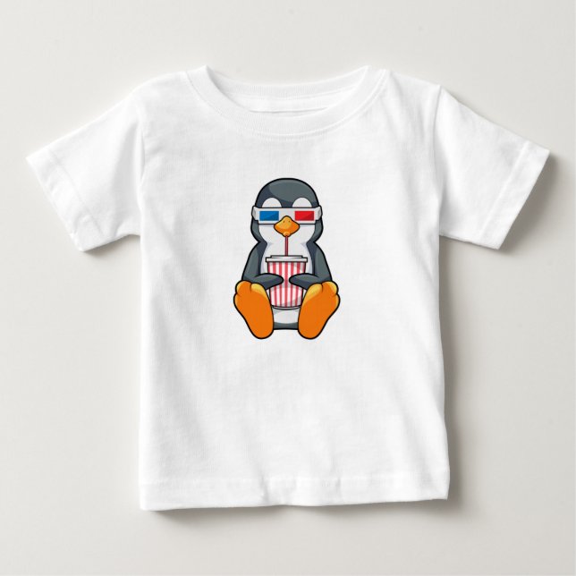 Penguin Cinema Glasses Drinking kopp T Shirt (Framsida)