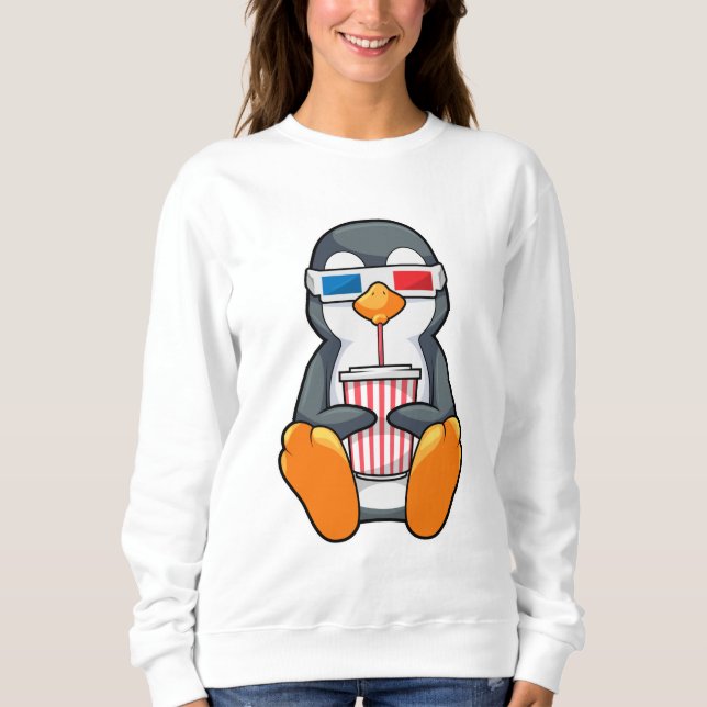 Penguin Cinema Glasses Drinking kopp T Shirt (Framsida)