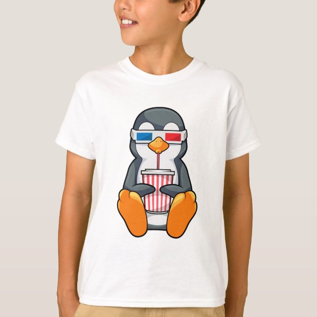 Penguin Cinema Glasses Drinking kopp T Shirt (Framsida)