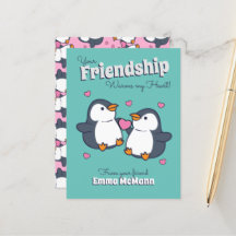 Penguin Classroom Valentine Cute Vänskap Card