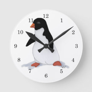 Penguin Clock Rund Klocka
