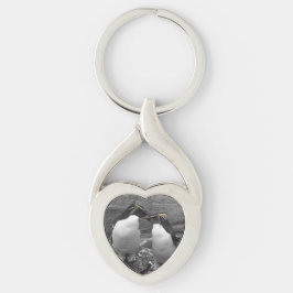 Penguin Colour Splash Twisted Heart Silverfärgad Nyckelring