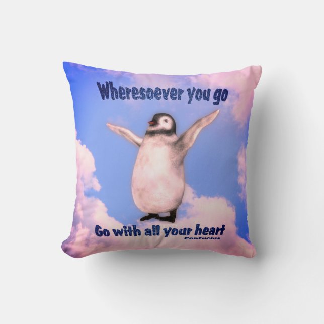 Penguin Confucius Attitude Quote Inspirational Kudde (Framsida)