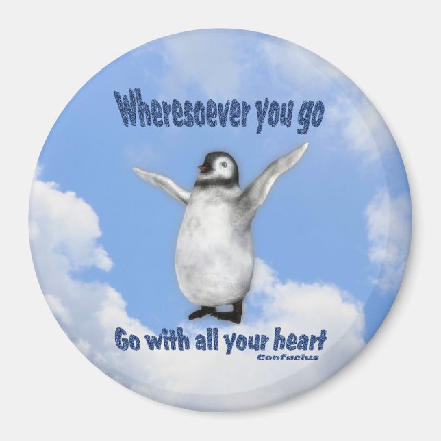 Penguin Confucius inspirational Quote Magnet (Framsidan)