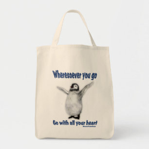 Penguin Confucius inspirational Quote Tote Bag Tygkasse
