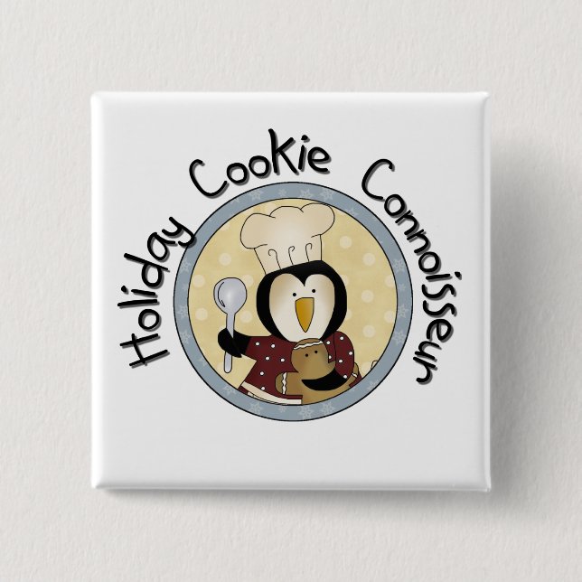 Penguin Cookie Connoisseur T-shirts och Gifts Knapp (Framsida)