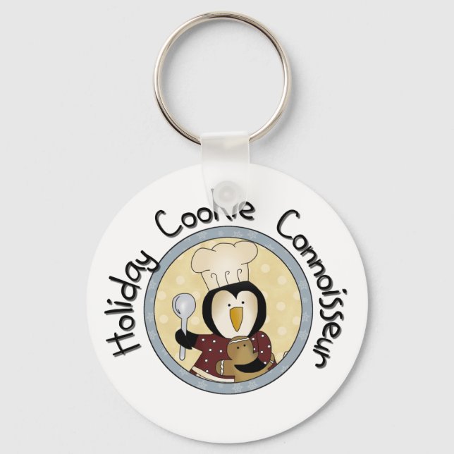 Penguin Cookie Connoisseur T-shirts och Gifts Nyckelring (Framsida)