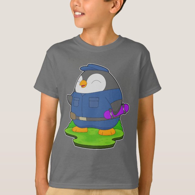 Penguin Cop Skateboard T Shirt (Framsida)
