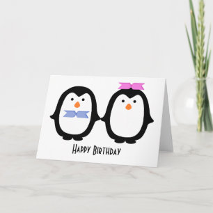 Penguin Couple Birthday Kort