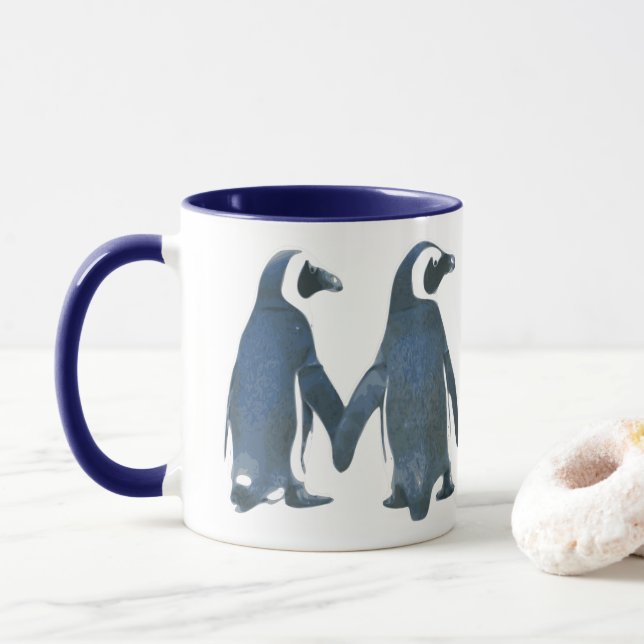 PENGUIN COUPLE HOLDING HÄNDER MUGG (Med munk)