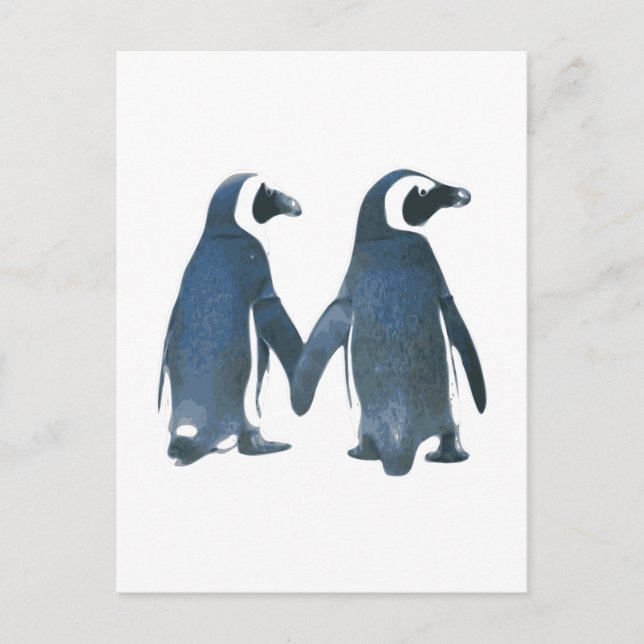 Penguin Couple Holding Händer Vykort (Framsida)
