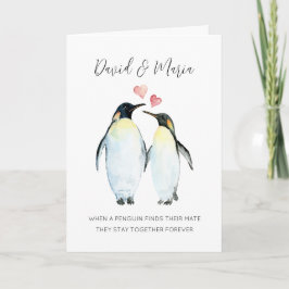 Penguin Couple Kärlek You för årsdagen Kort