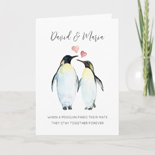 Penguin Couple Kärlek You för årsdagen Kort (Framsida)