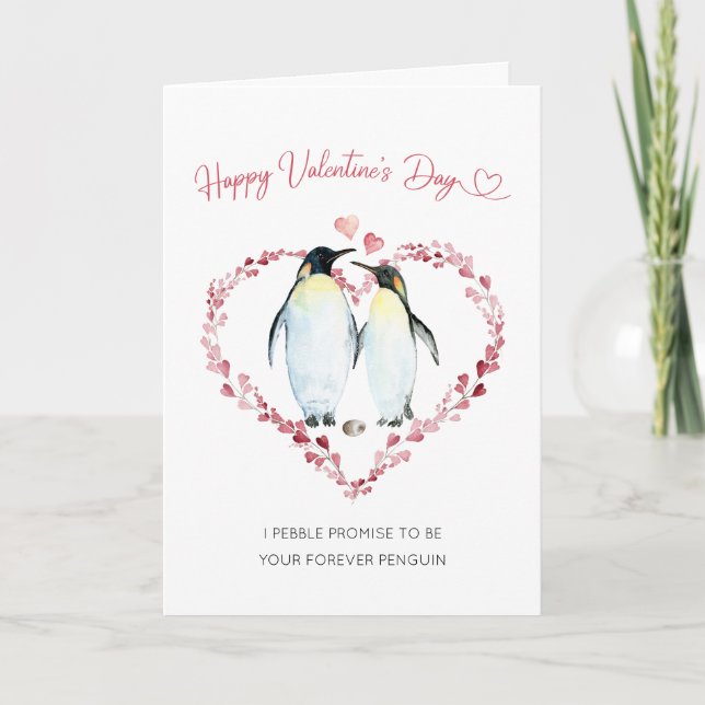 Penguin Couple på Alla hjärtans dag i Kärlek Kort (Framsida)