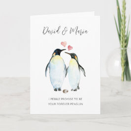 Penguin Couple på Kärlek-årsdagen Kort
