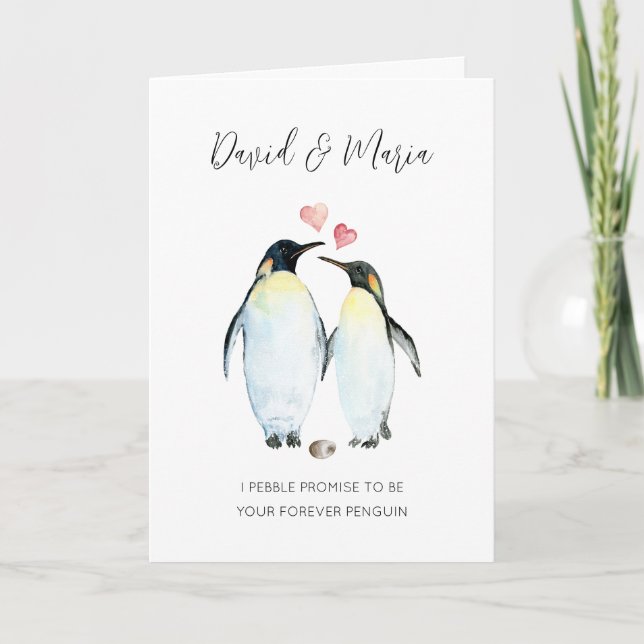 Penguin Couple på Kärlek-årsdagen Kort (Framsida)