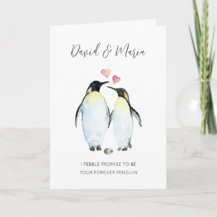 Penguin Couple på Kärlek-årsdagen Kort