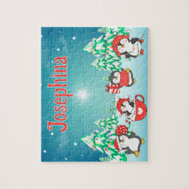 Penguin Custom Christmas Child Name Puzzle Pussel
