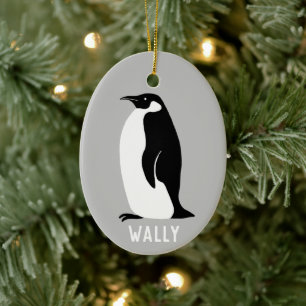 Penguin CUSTOMIZE IT Black White Grått Julgransprydnad Keramik