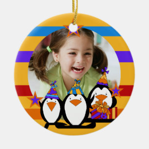 Penguin Customized Photo Birthday Keepsak Julgransprydnad Keramik