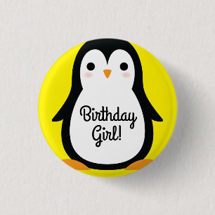 Penguin Cute Barns födelsedag Party Knapp