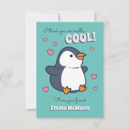 Penguin Cute Kids Classroom Valentine Card Tack Kort