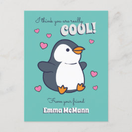 Penguin Cute Kids Valentine Tecknad med vykort