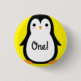 Penguin Cute Winter 1st Birthday Button Pin Knapp