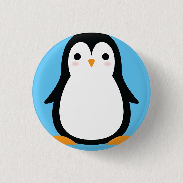 Penguin Cute Winter 1st Birthday Button Pin Knapp (Framsida)