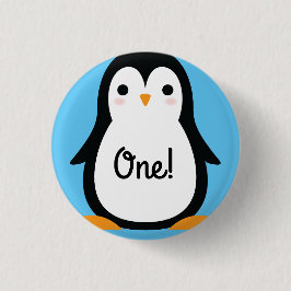 Penguin Cute Winter 1st Birthday Button Pin Knapp