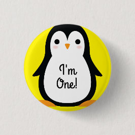 Penguin Cute Winter 1st Birthday Button Pin Knapp