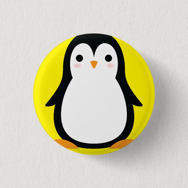 Penguin Cute Winter 1st Birthday Button Pin Knapp (Framsida)